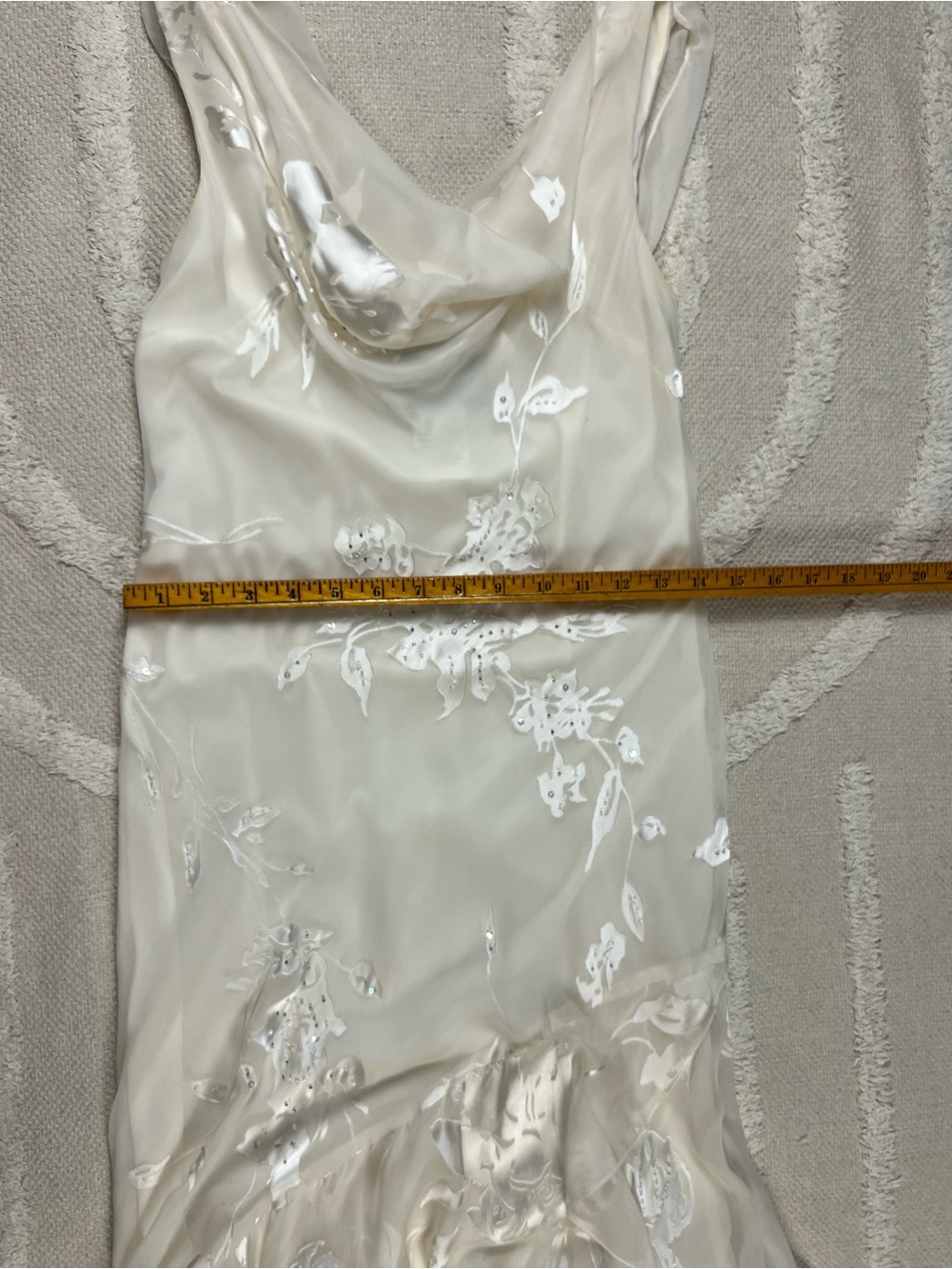 Vintage Beaded Draped Cream Silk Blend Dress – Fairy Dress – Size 4 - Picture 12 of 16
